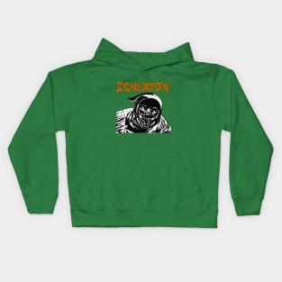 Halloween illustration with monster begging for candy Kids Hoodie